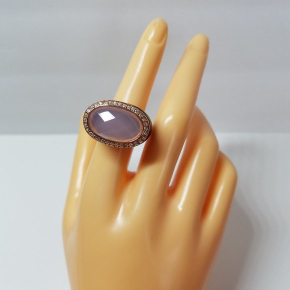 Women's Italian Oval Pink Crystal Ring Size 7